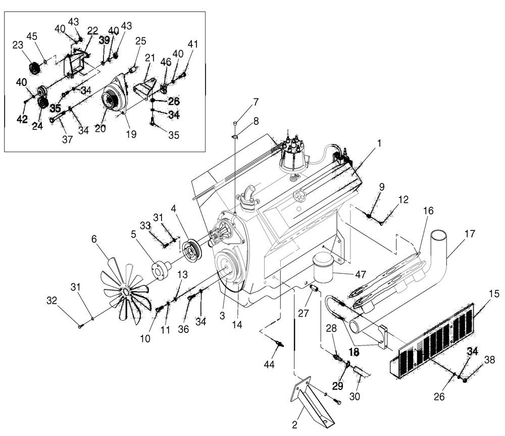 Engine Diagram and Parts List for 0049140 (3728577 - 3731061)(2003) Generac Generator