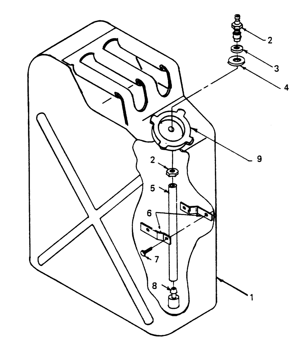 Fuel Tank Diagram and Parts List for 6945-1  Generac Welder
