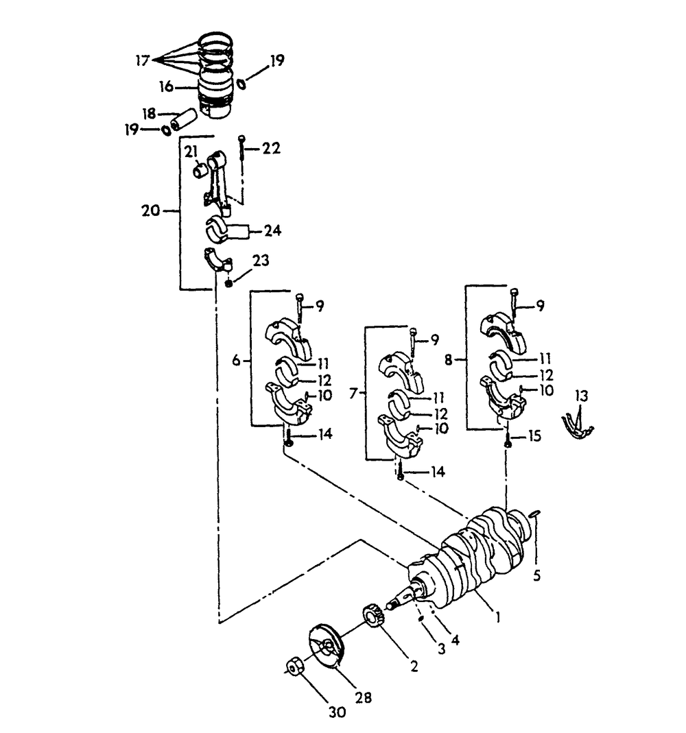 Crankshaft, Piston And Flywheel Diagram and Parts List for 8950-2  Generac Generator