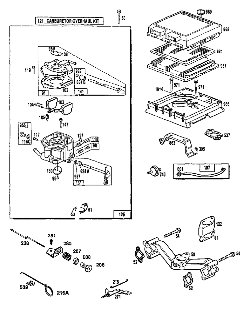 Replacement Parts For Engine And Carburetor Overhaul Kit Diagram and Parts List for 4W113A (9163-0)(9163-0) Generac Generator
