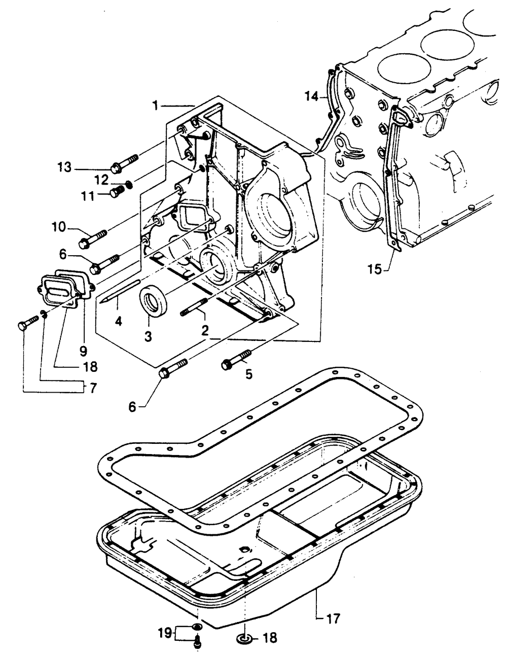 Oil Pan And Timing Chain Cover Diagram and Parts List for 1014-A  Generac Welder