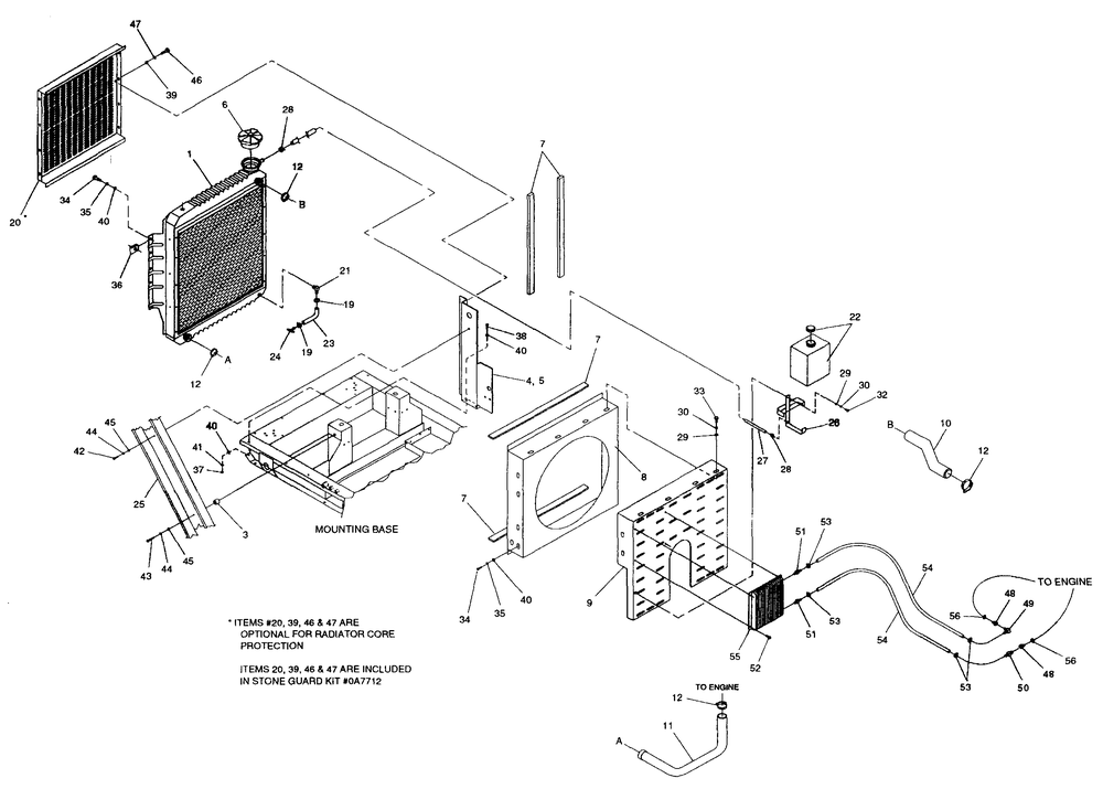 Radiator Diagram and Parts List for 4588-0  Generac Generator