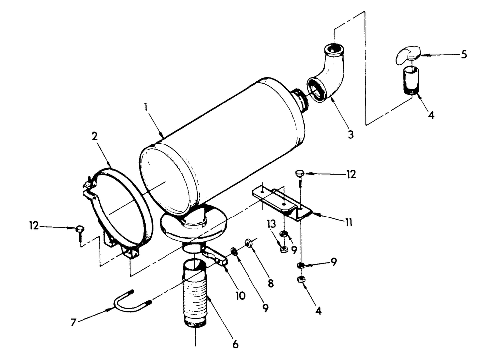 Exhaust Muffler Diagram and Parts List for 9324-0  Generac Generator