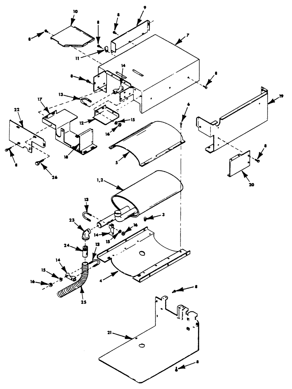 Muffler Box Diagram and Parts List for 6072-0  Generac Generator