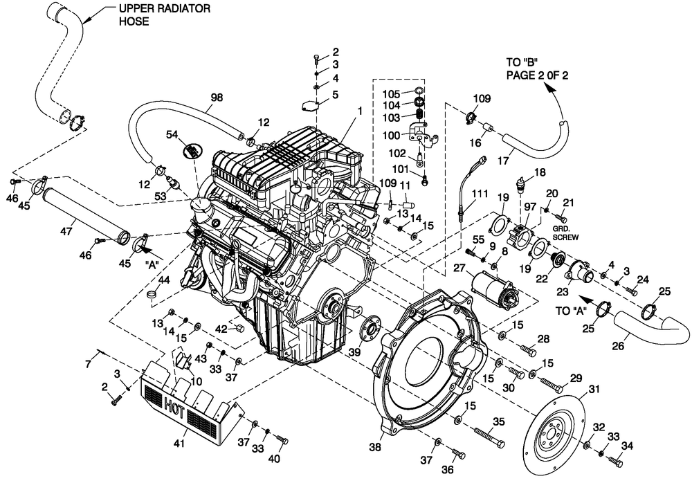 Engine Common Parts 4.2l G3 Diagram and Parts List for 0055990 (5111202 - 5223746)(2008) Generac Generator