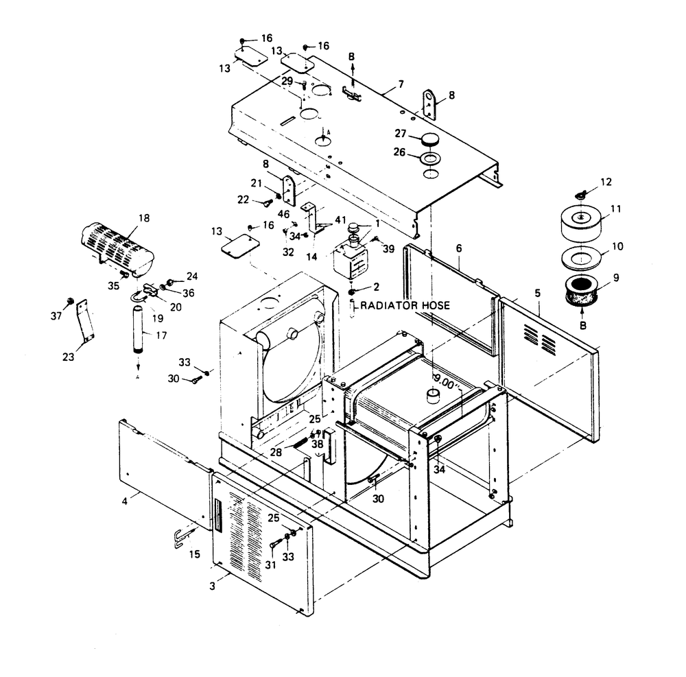 Exterior Panels Diagram and Parts List for 6973-0  Generac Welder