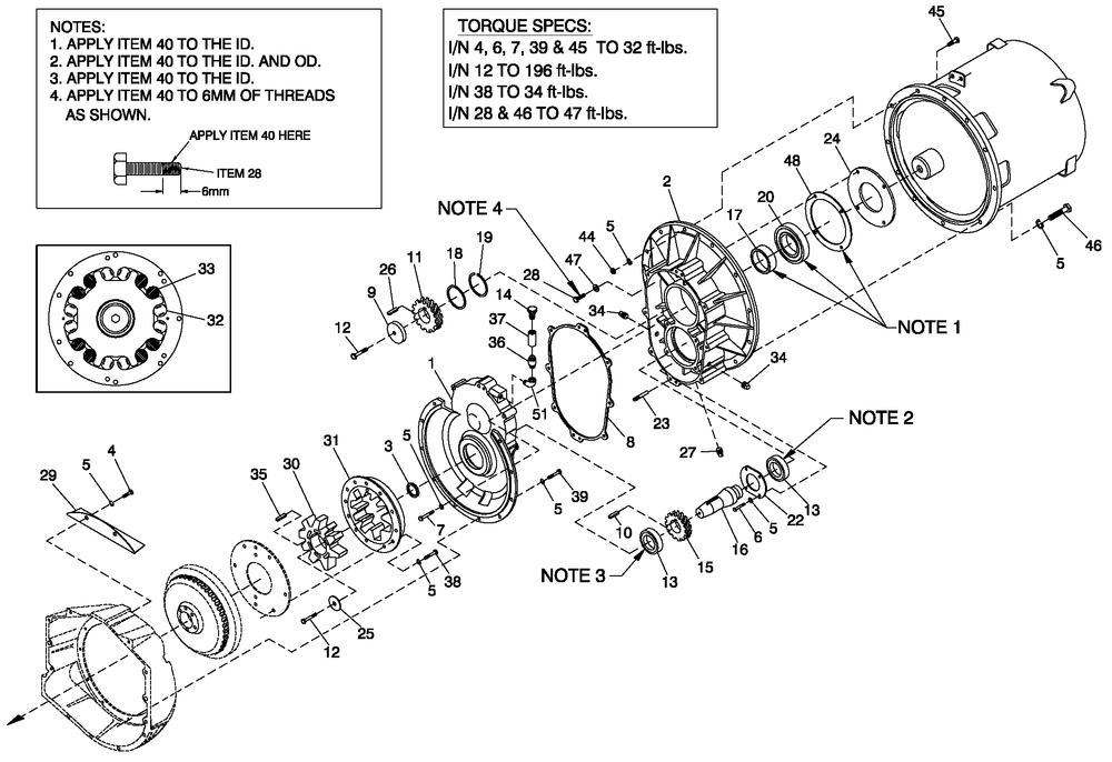 Gearbox 390 Diagram and Parts List for QT08054AVSNA (5228684)(2008) Generac Generator