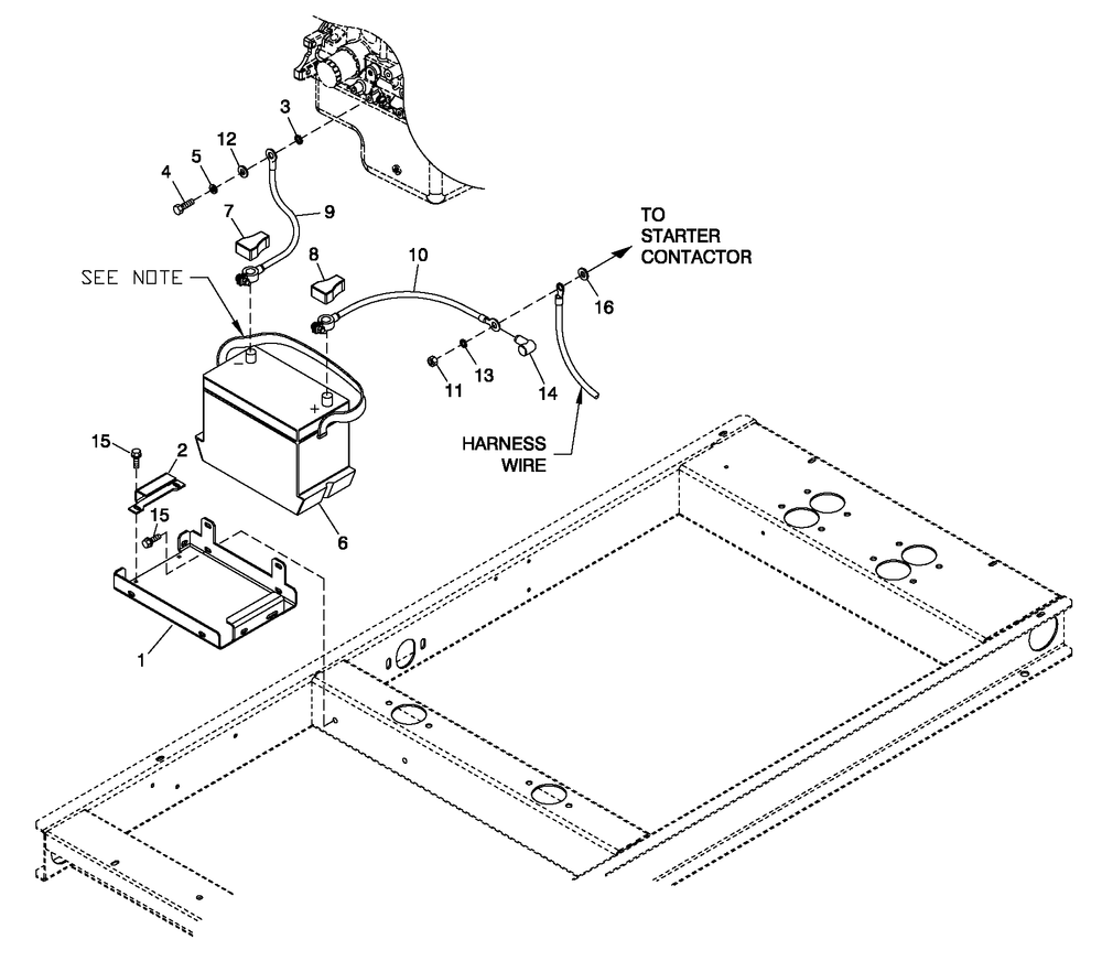 Battery C1 1.6l Diagram and Parts List for 0053990 (4797358 - 4804754)(2007) Generac Generator
