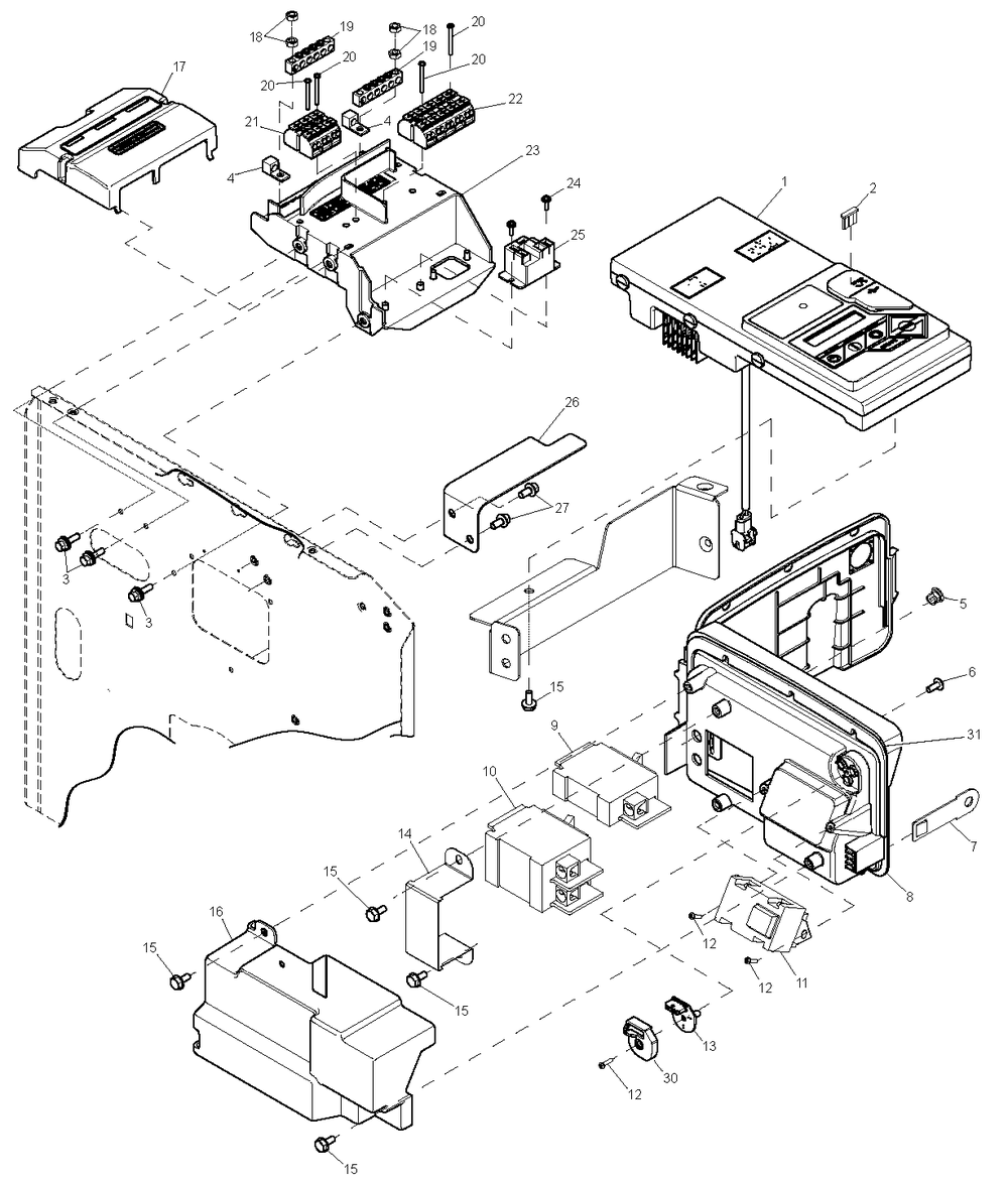Control Panel Diagram and Parts List for 0062740 (8120217 - 8120408)(2013) Generac Generator