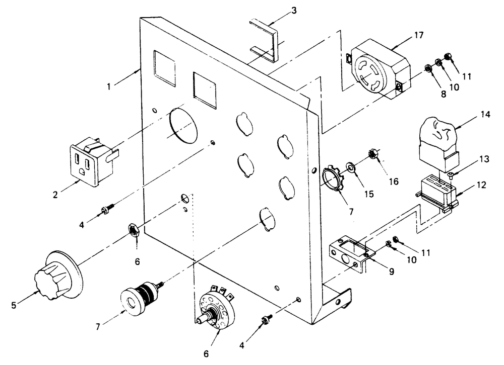 Panel Diagram and Parts List for 1001-A  Generac Welder