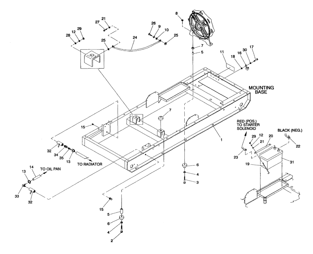 Mounting Base Diagram and Parts List for 4360-1  Generac Generator