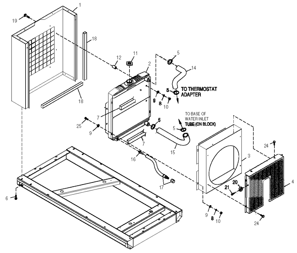 Radiator Diagram and Parts List for 0050540 (3971328)(2004) Generac Generator