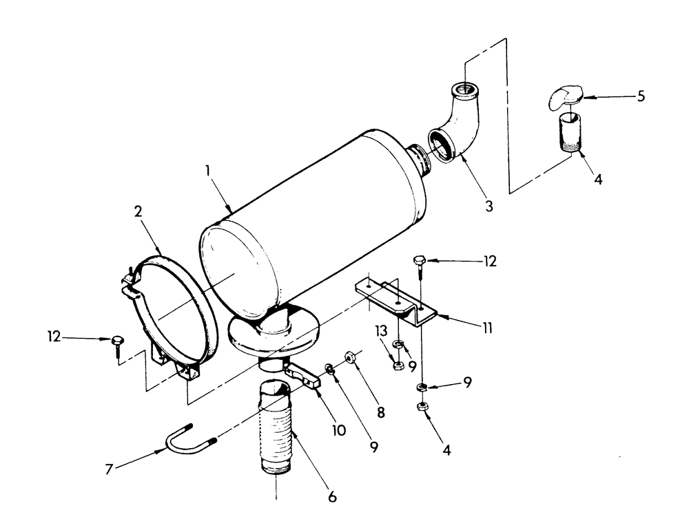 Exhaust Muffler Diagram and Parts List for 9105-5  Generac Generator