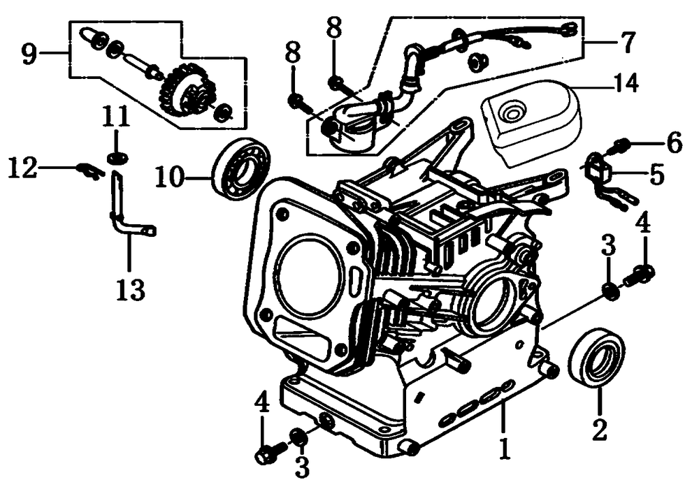 Crankcase Diagram and Parts List for 0059911 (7363389 - 7363816)(2012) Generac Generator
