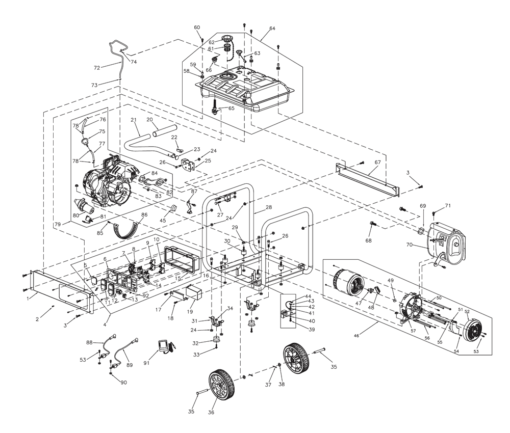 Fig-0 Diagram and Parts List for G0059414 GP6500E Generac Generator