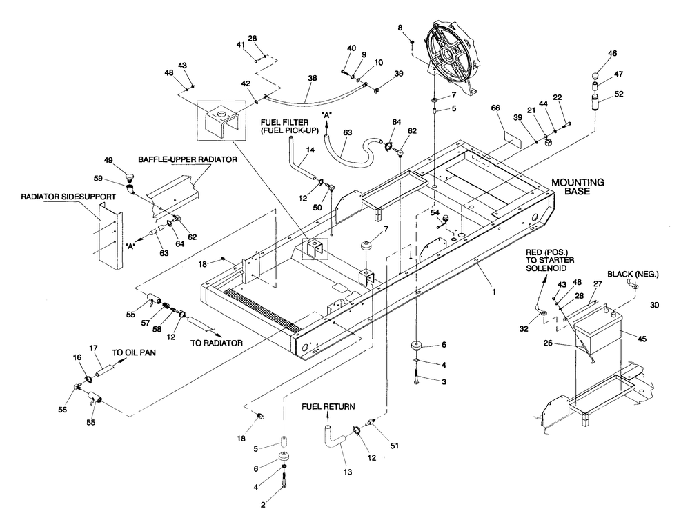Mounting Base Diagram and Parts List for 4061-0  Generac Generator