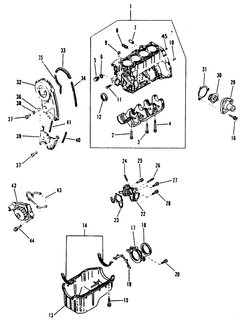 Cylinder Block And Oil Pan Diagram and Parts List for 9146-0  Generac Generator