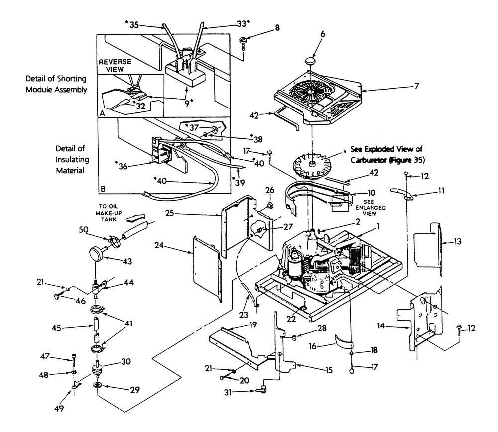 Engine Enclosure Diagram and Parts List for 9653-2  Generac Generator