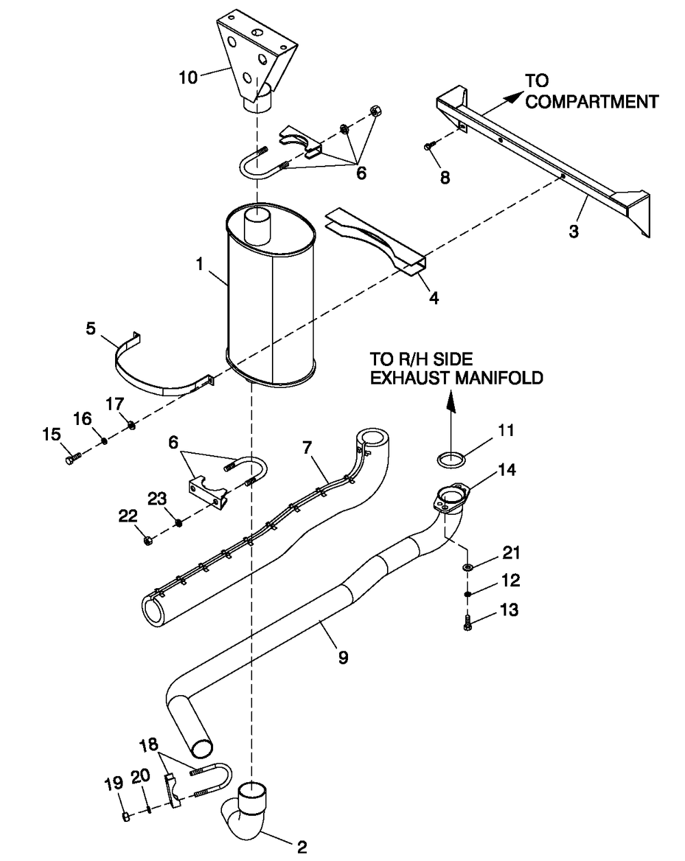 Muffler Exhaust 2.4l 45kw C2 Diagram and Parts List for 0052590 (4362167 - 4407219)(2006) Generac Generator
