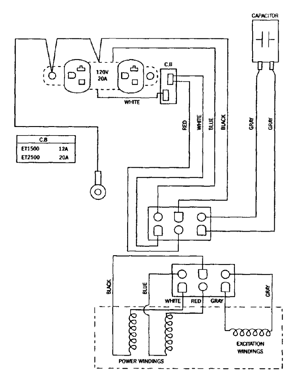 Wiring Diagram Diagram and Parts List for ET2500 (1263-0)(1263-0) Generac Generator