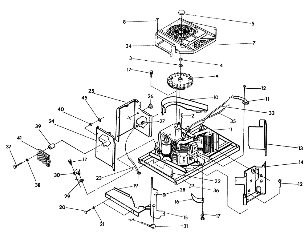 Engine Sheet Metal Diagram and Parts List for 9843-0  Generac Generator