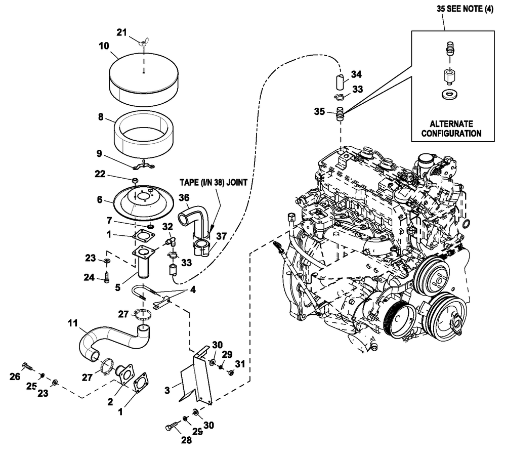 Air Cleaner 2.4l G2 Turbo Diagram and Parts List for QT06024ANSN (5147588 - 5307536)(2009) Generac Generator