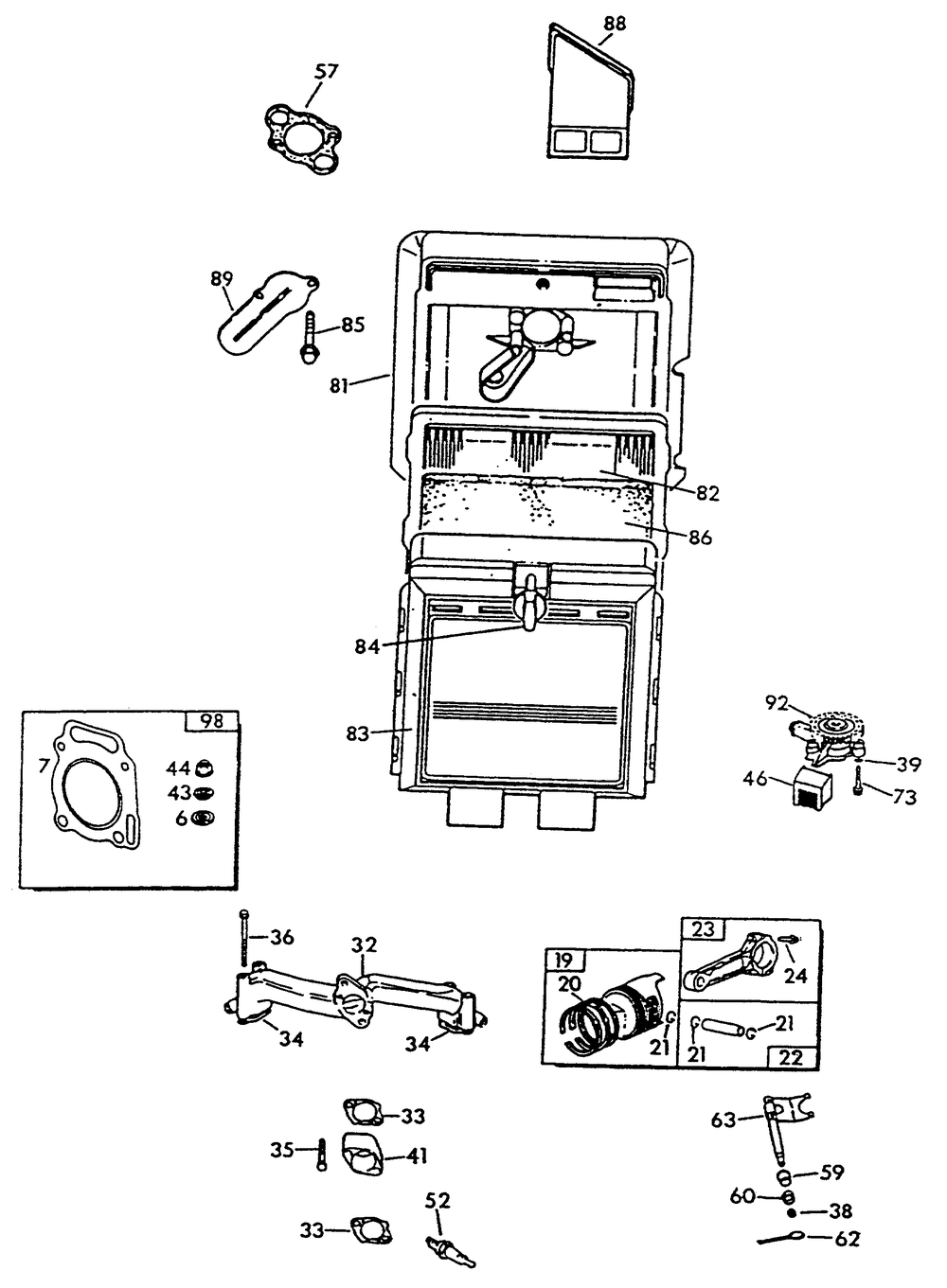 Engine Common Parts 1 Diagram and Parts List for 9600-1  Generac Generator