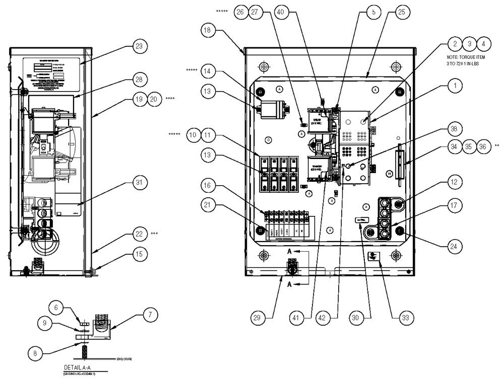 200a Transfer Switch Assembly Diagram and Parts List for 0052280 (4338592 - 4338602)(2006) Generac Generator
