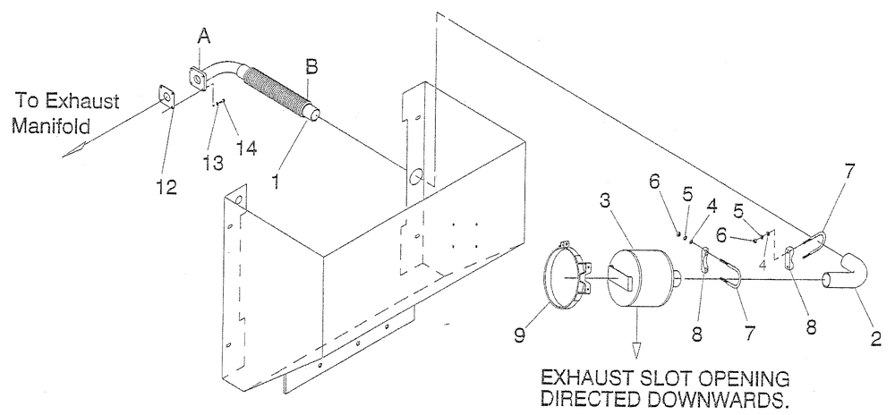 Exhaust Diagram and Parts List for 0041360 (3154271 - 3248057)(2014) Generac Generator