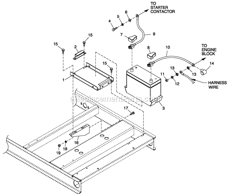 Battery C4 Diagram and Parts List for QT06030JVSN (4923850)(2007) Generac Generator