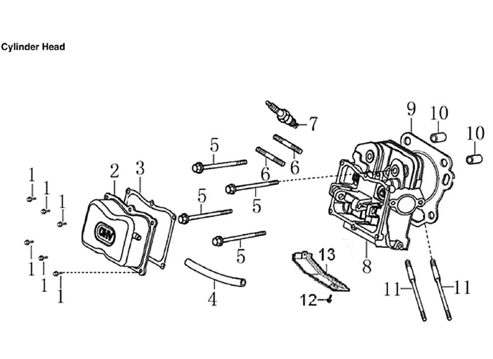Cylinder Head Diagram and Parts List for 005939-6  Generac Generator