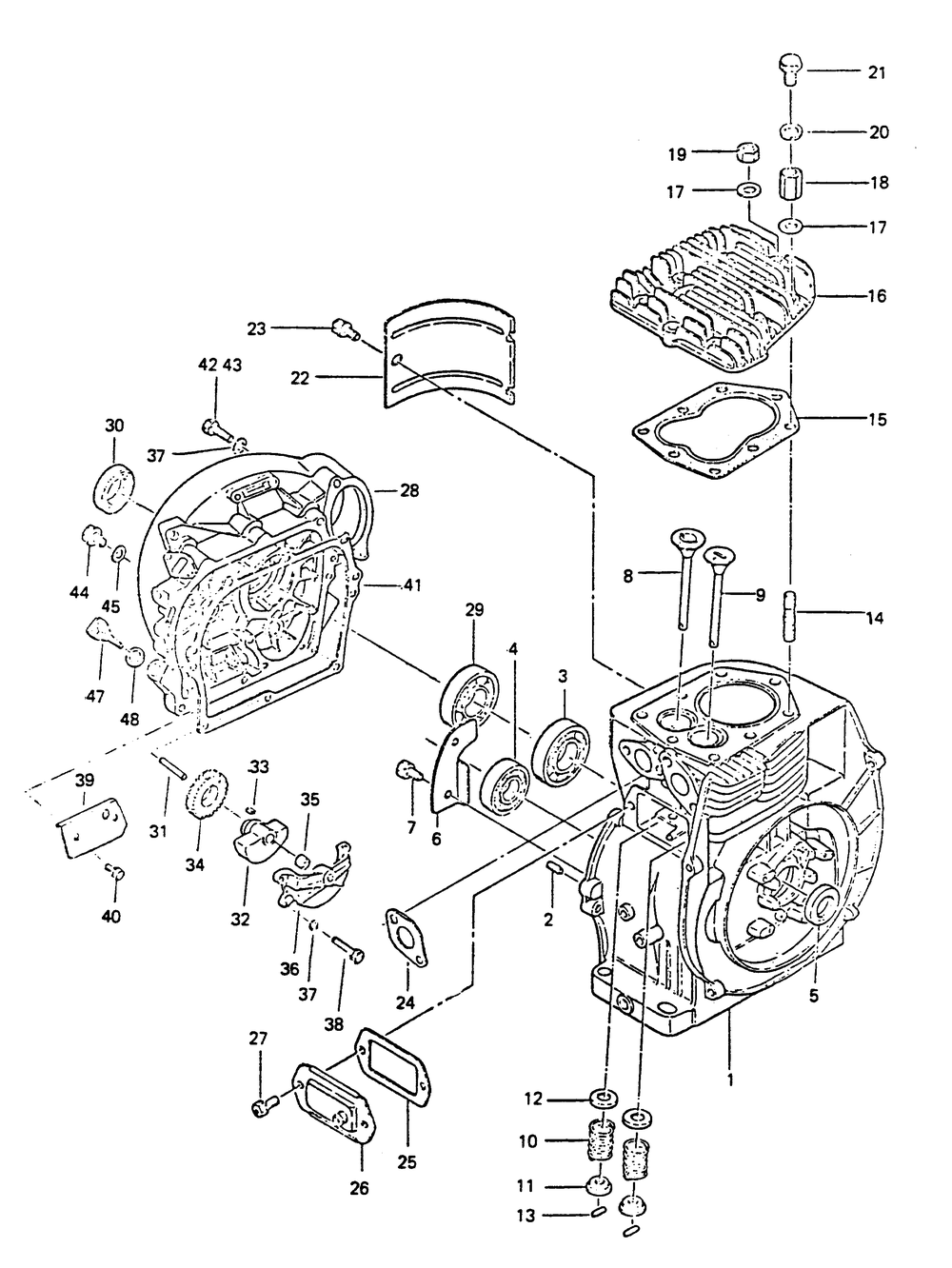 Engine Cylinder Block Diagram and Parts List for 6897-5  Generac Generator