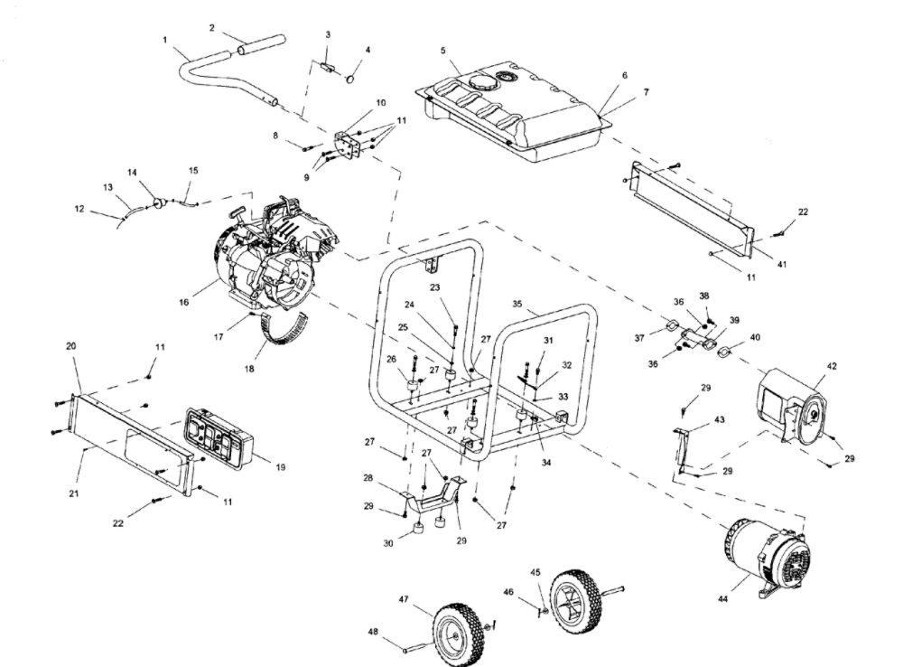 Frame Diagram and Parts List for 005941-0  Generac Generator