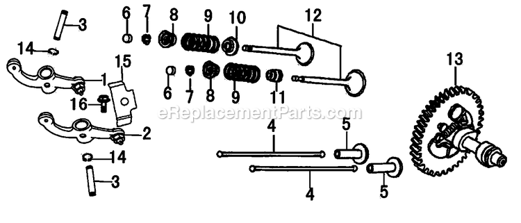 Camshaft Diagram and Parts List for 0060362 (7611825A - 9292157A)(2014) Generac Generator