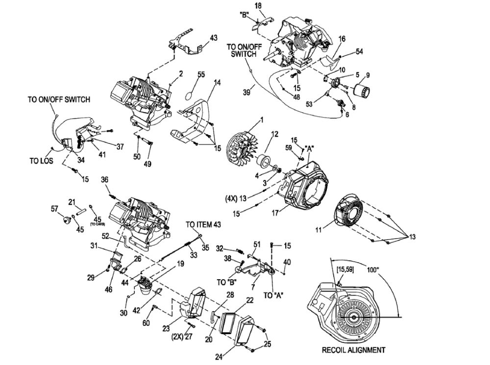 Engine Trim Diagram and Parts List for 005778-1  Generac Generator