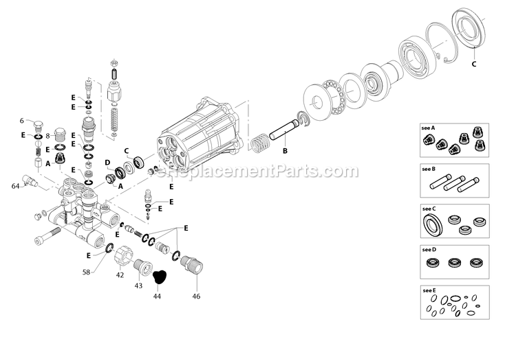 Parts Mnl Pump Axial 2.2 Gpm Diagram and Parts List for 006596R0 (8747112)(2015) Generac Generator