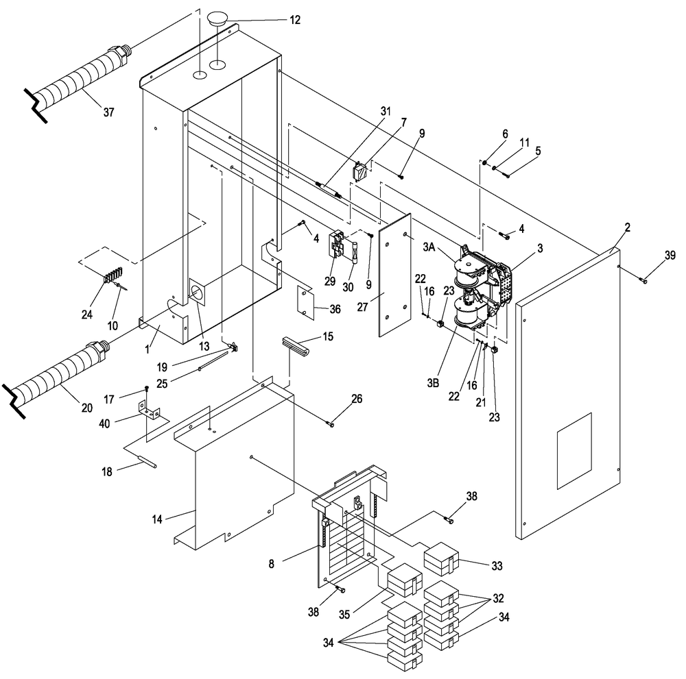 Load Center Assembly 1 Diagram and Parts List for 0044563 (4117596 - 4138949)(2005) Generac Generator
