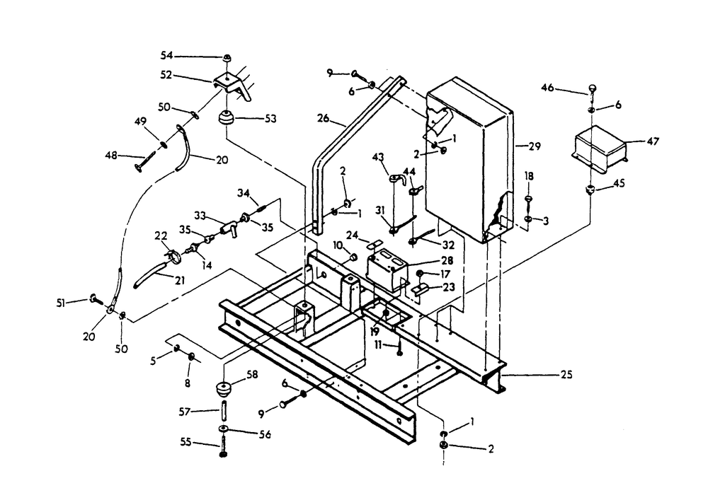 Mounting Base Diagram and Parts List for 9657-1  Generac Generator