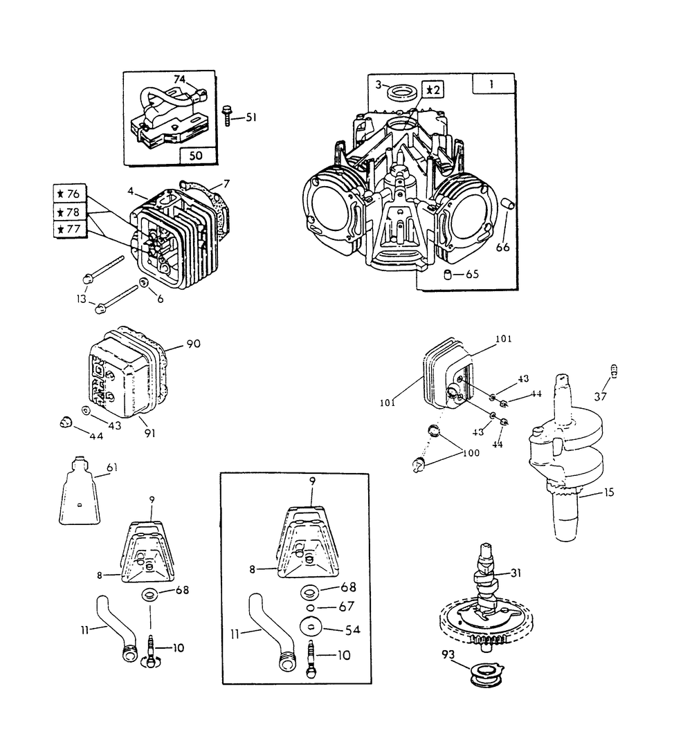 Gn-480 And Gn-570 Engine (Part 1) Diagram and Parts List for 0433-0  Generac Generator