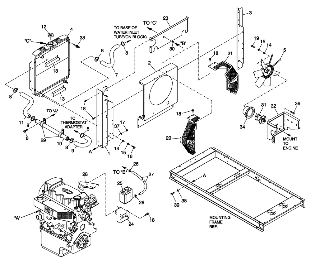 Cooling System 1.6l C1 Diagram and Parts List for 0053990 (4797358 - 4804754)(2007) Generac Generator