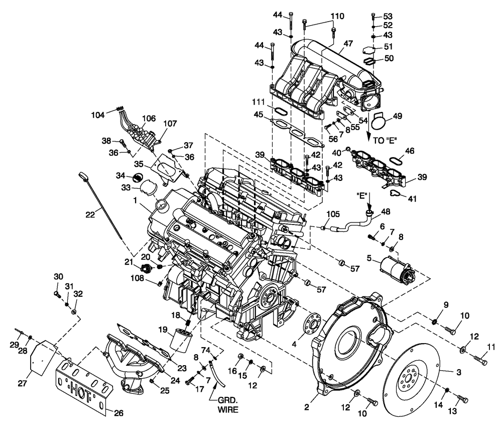 Engine Common Parts 3.0l G14 Diagram and Parts List for CT06030ANAN (1907V23210 - 4807V25565)(2007) Generac Generator