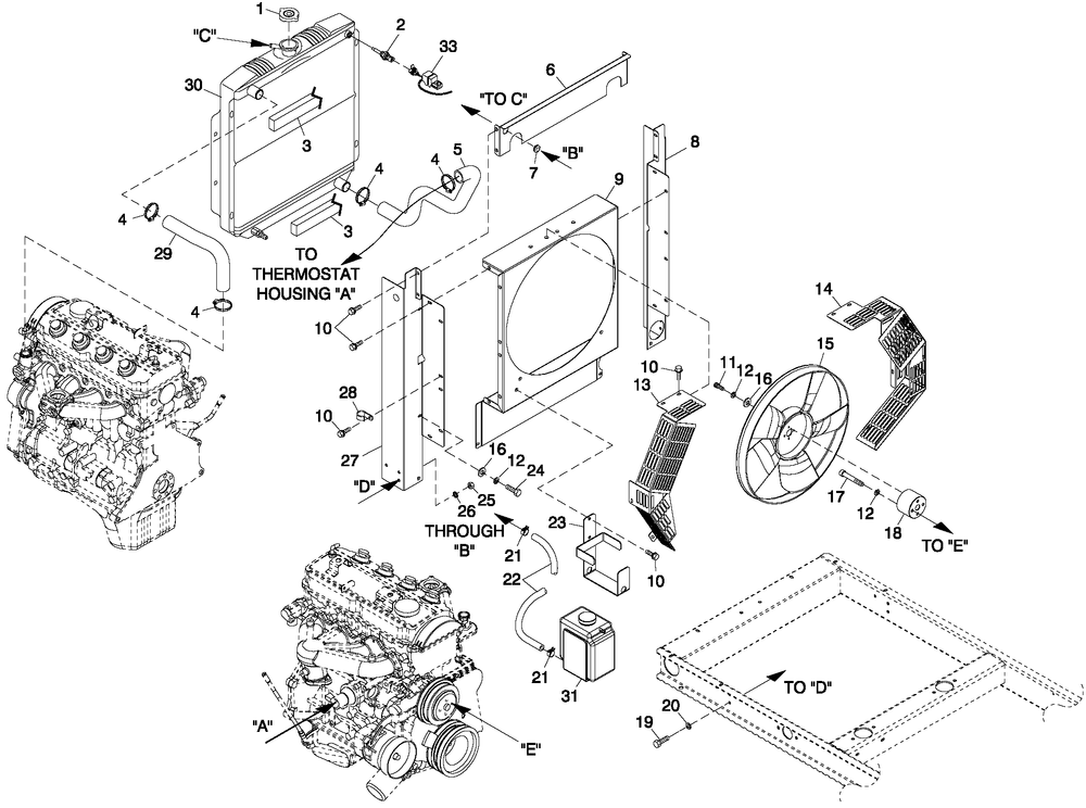 Cooling System 2.4l C1 Diagram and Parts List for HT02524ANAX (6247931)(2011) Generac Generator