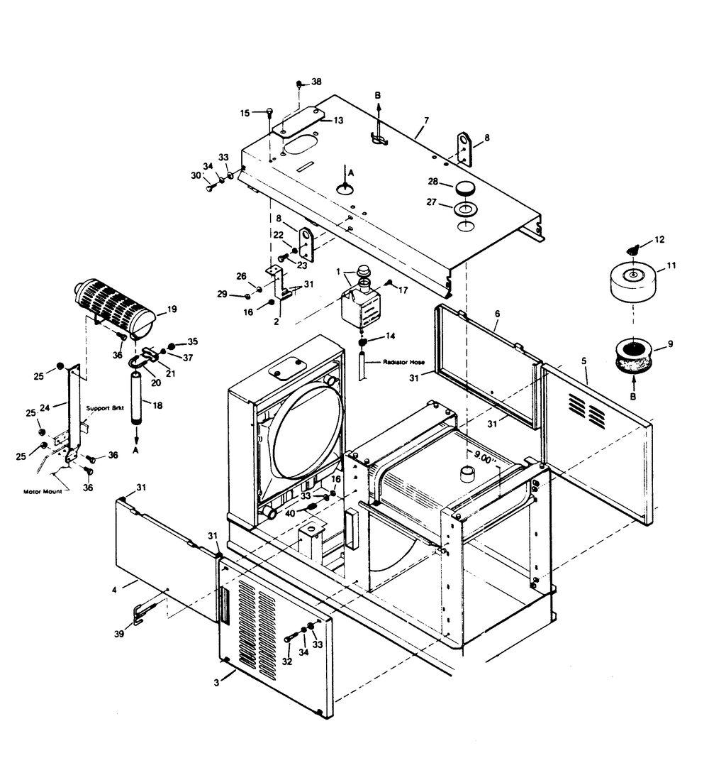 External Parts Diagram and Parts List for 1009-A  Generac Welder