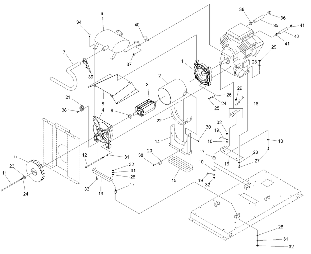 Engine And Alternator Diagram and Parts List for 0046920 (3623511 - 3830151)(2014) Generac Generator