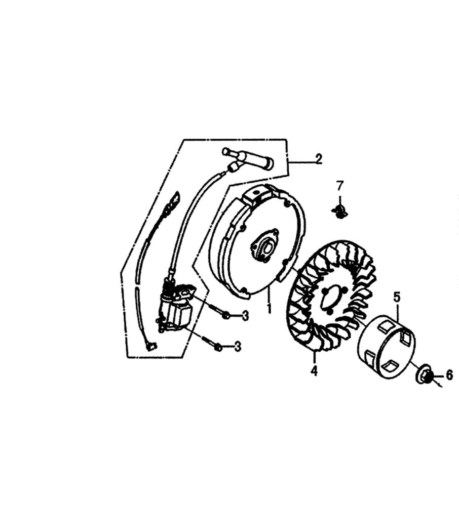 Flywheel Diagram and Parts List for 006412-0  Generac Pressure Washer