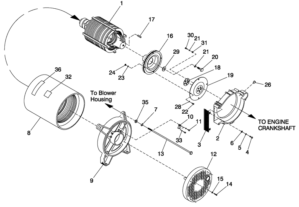 Alternator Common Parts Diagram and Parts List for 0041260 (3167756 - 3214478)(2014) Generac Generator