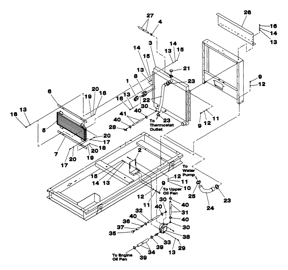 Radiator Diagram and Parts List for 4311-1 DG-50 Generac Generator