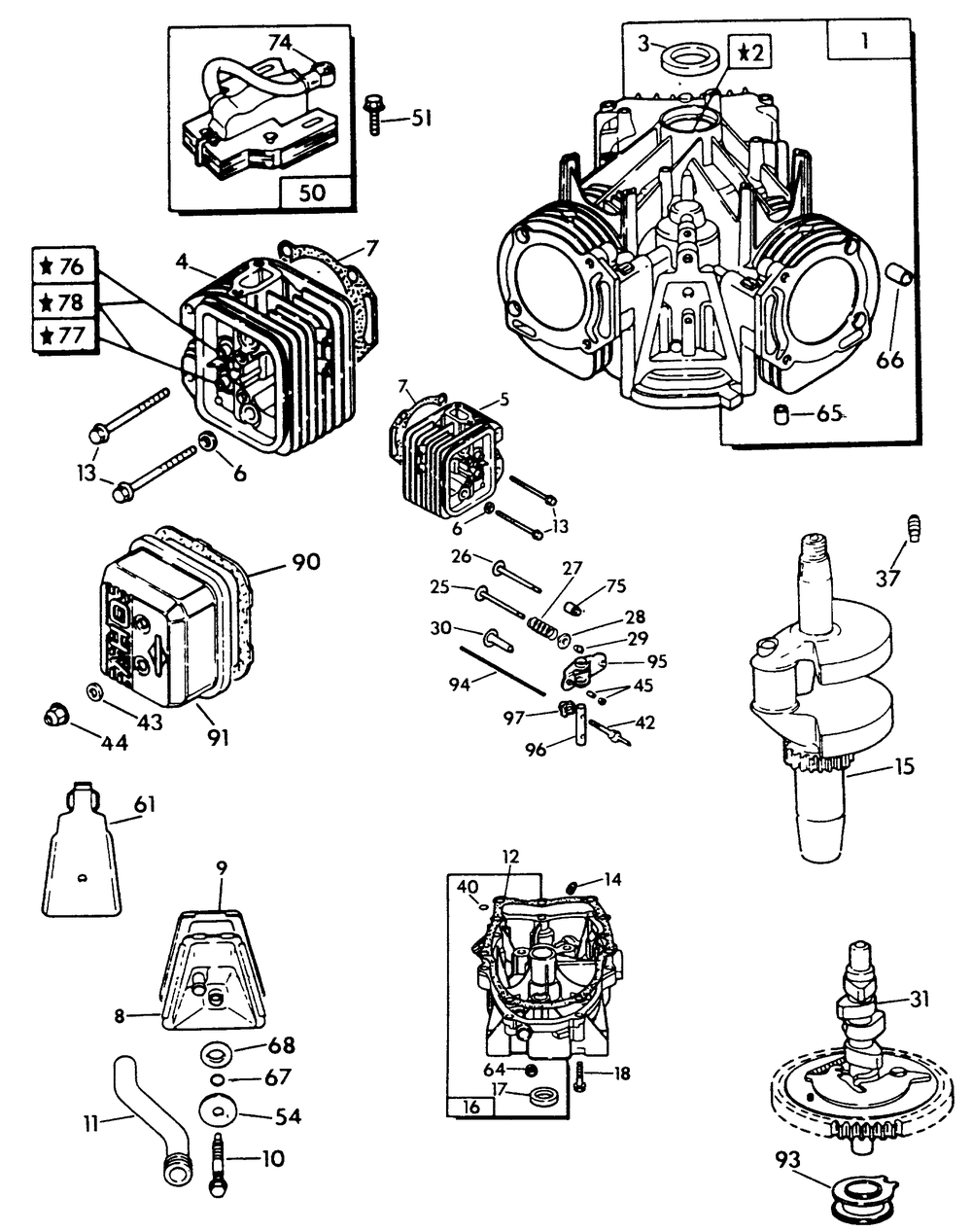 Engine Parts (Part 3) Diagram and Parts List for 9008-4  Generac Generator