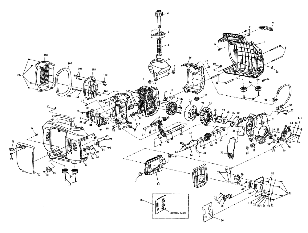 Diagram 1 Diagram and Parts List for 0060640 (6460617C - 6915225C)(2012) Generac Generator