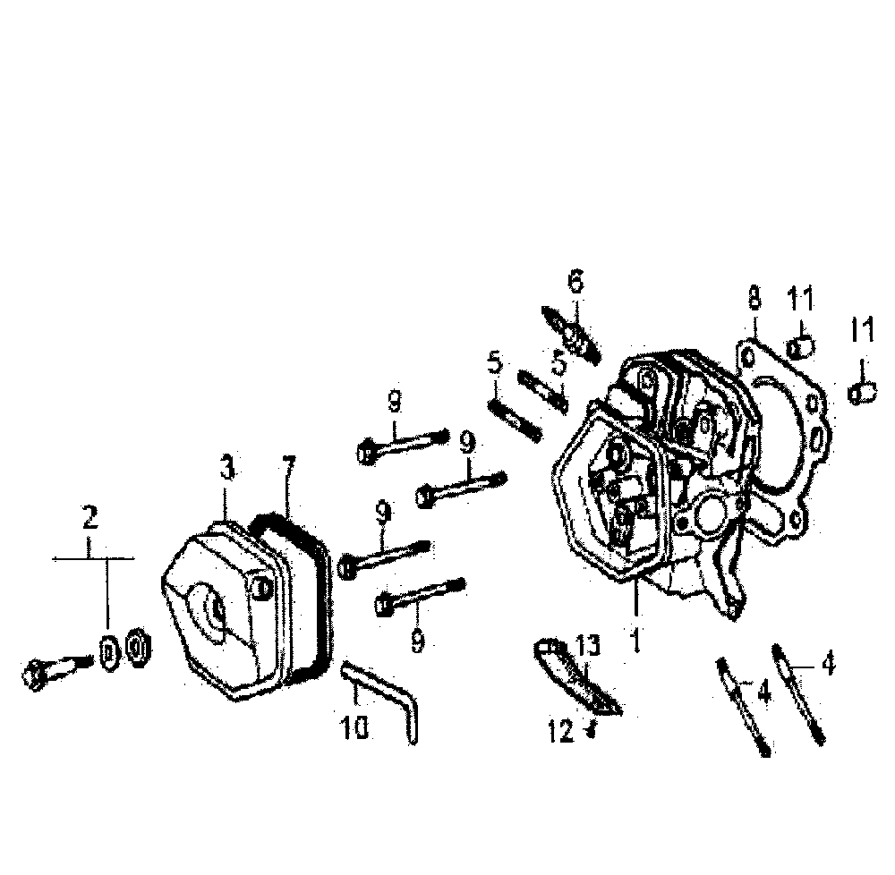 Cylinder head Diagram and Parts List for 5941-1  Generac Generator